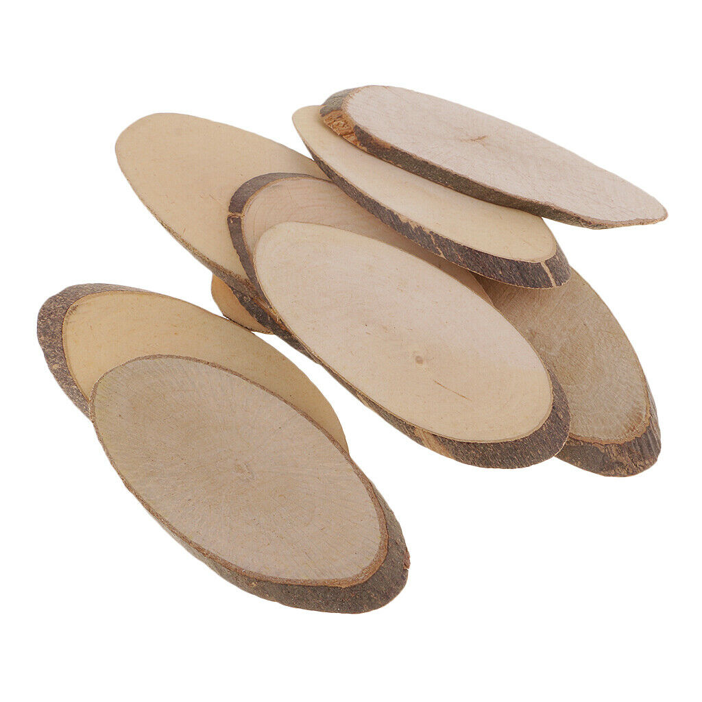 10set Oval Wood Pieces Wooden Slices Wood Decor Room Decor DIY Art Ornaments