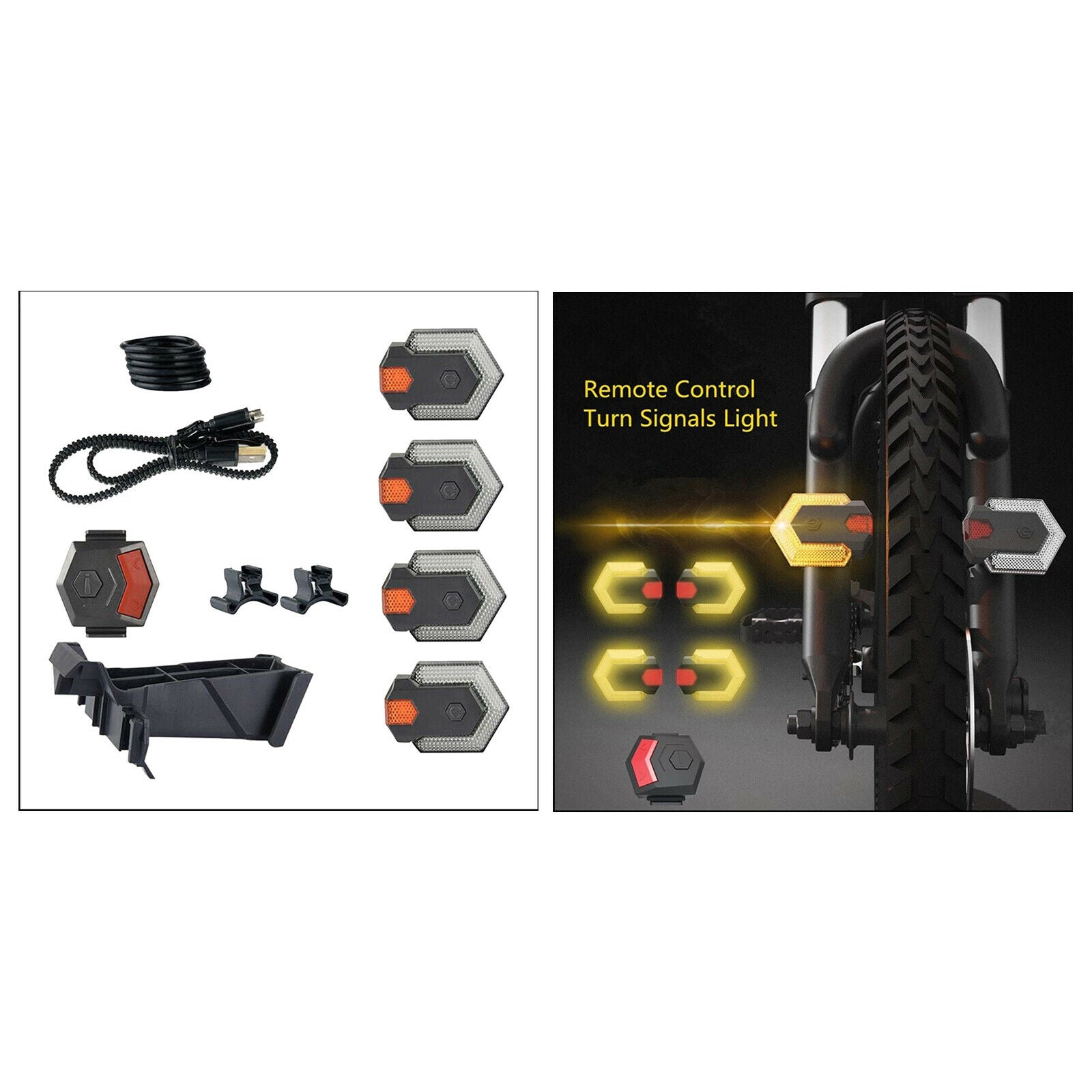 1 Set Bike Turn Signals Light Front and Rear w/Smart Wireless Remote Control