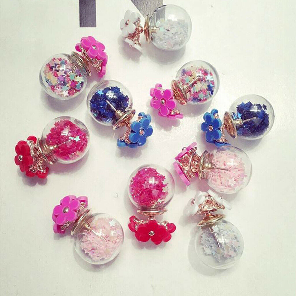 20X 16mm Charms Glass Ball With Shiny Star Pendants Craft DIY Necklace Mixed