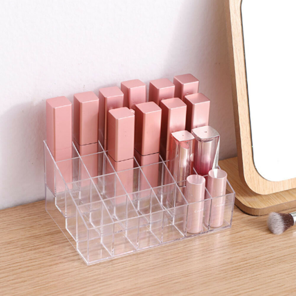 24 Grids Transparent Make up Cosmetic Lipstick Storage Display Rack Holder Box