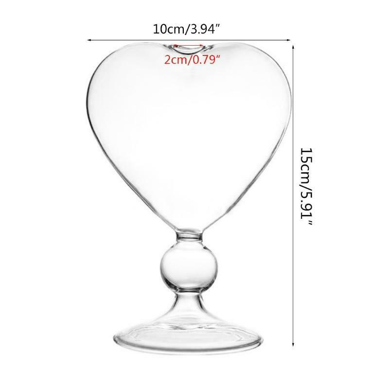 Heart Shape Glass Flower Pot Desktop Standing Vase Planter Container Home Decor