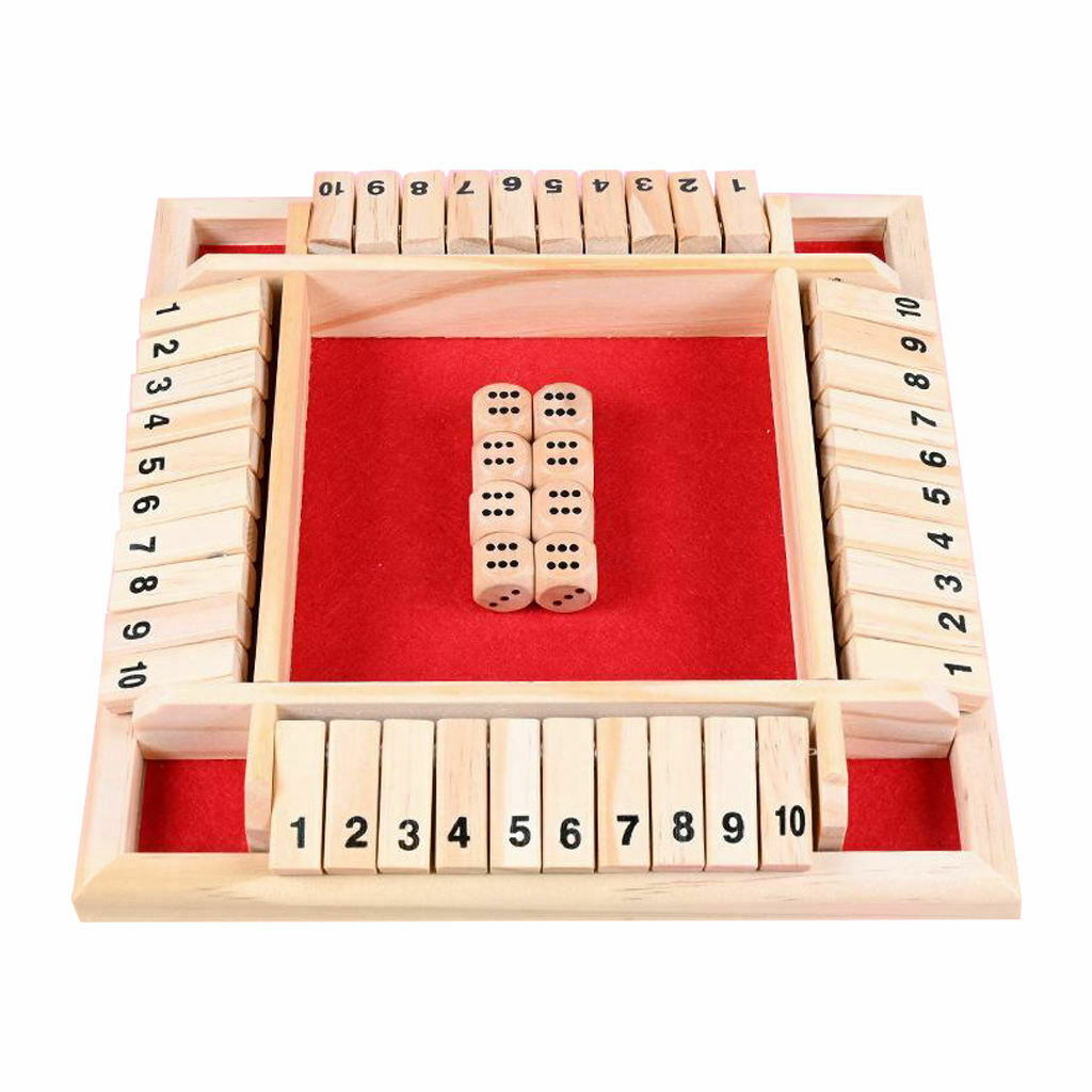 Four Way Shut the Box 10 Number Pub Board Game Fun for Kids Adults Home