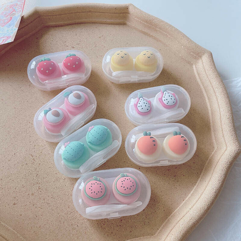Women Color Contact Lenses Case Cute Strawberry Carrot Watermelon Peach CactBDA