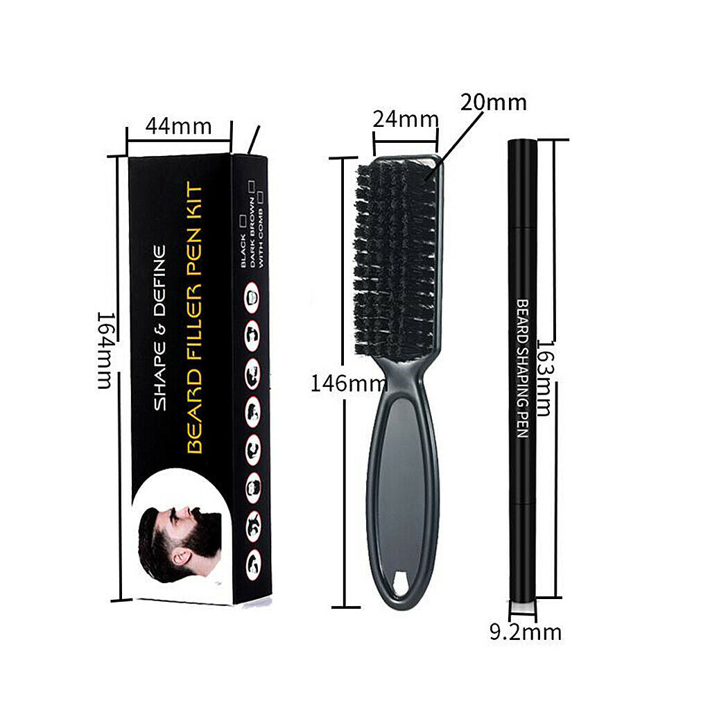 2 in 1 Natural Moustache Eyebrow Beard Filler Pen Sharpen & Define Beard