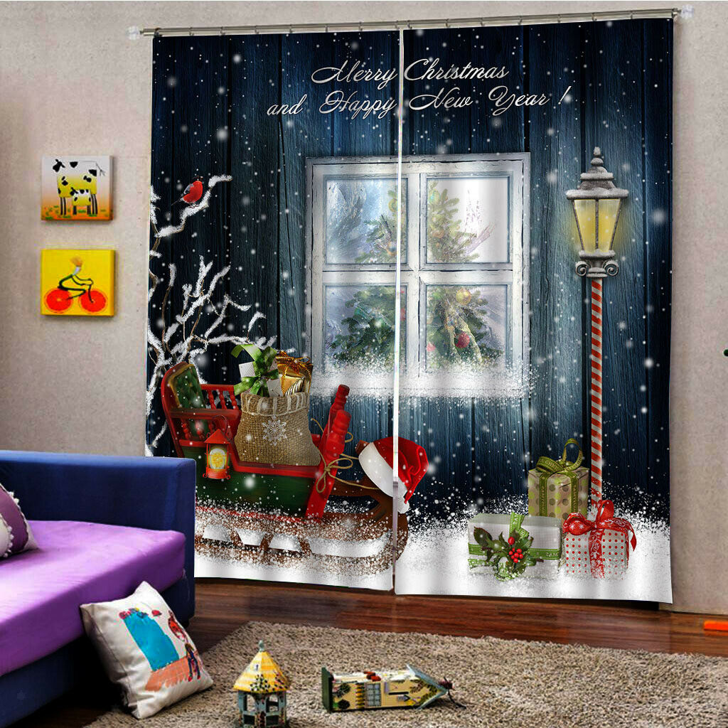 Christmas Pattern Window Curtains Kids Room Home Decor 140x100cm Gifts