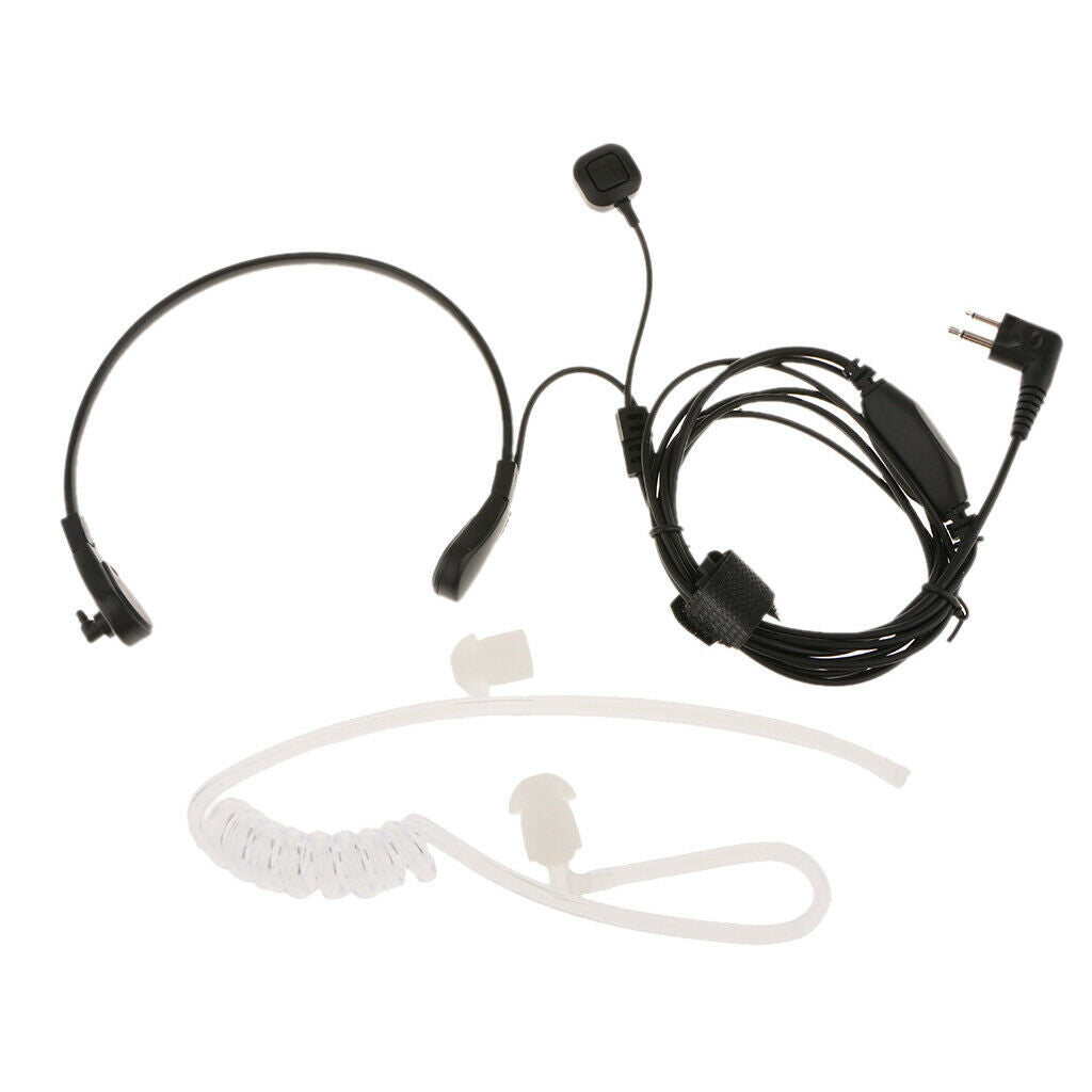 Throat Mic Covert Acoustic Tube Earpiece Headset With Finger Ptt Compatible For