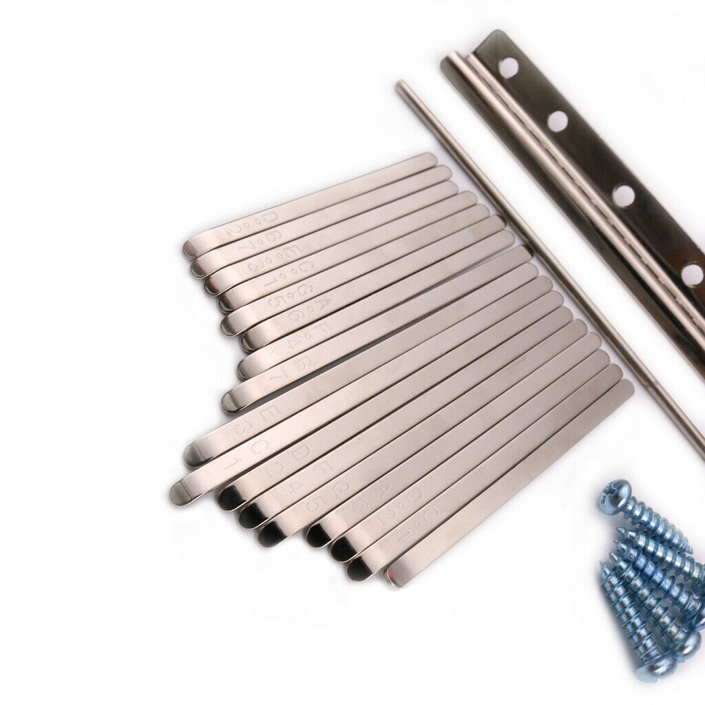 17 Pieces of Kalimba Steel Keys 2 Pieces of Beginners Wooden Bridge