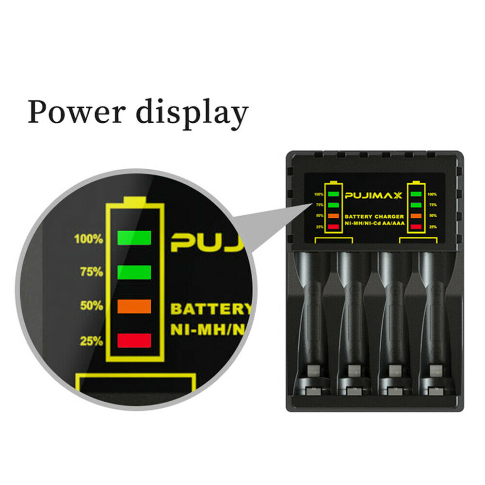 Battery Charger for AA/AAA Ni-MH Ni-Cd Rechargeable Batteries with Power Display