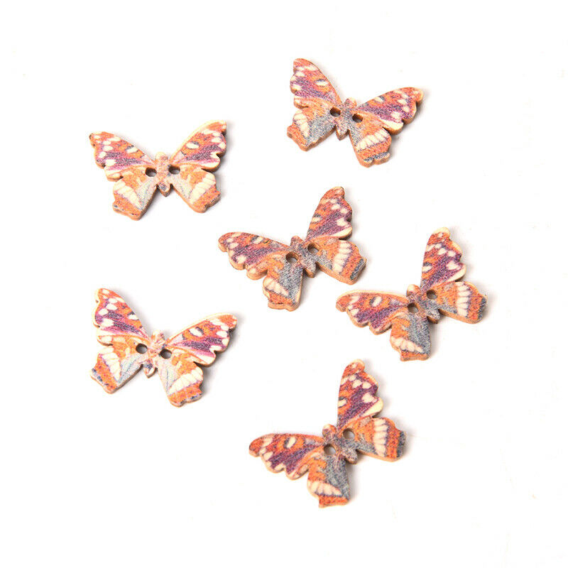 Colorful Butterfly Wooden Buttons Sewing Scrapbooking Sewing Buttons For CraFCA