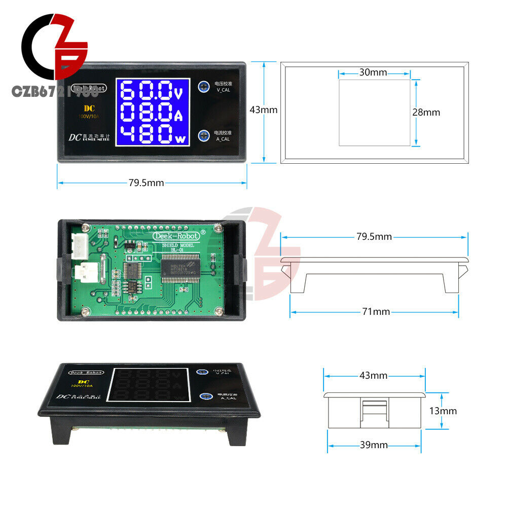 100V / 10A 1000W Digital LCD Voltmeter Wattmeter Voltage Current Power Meter