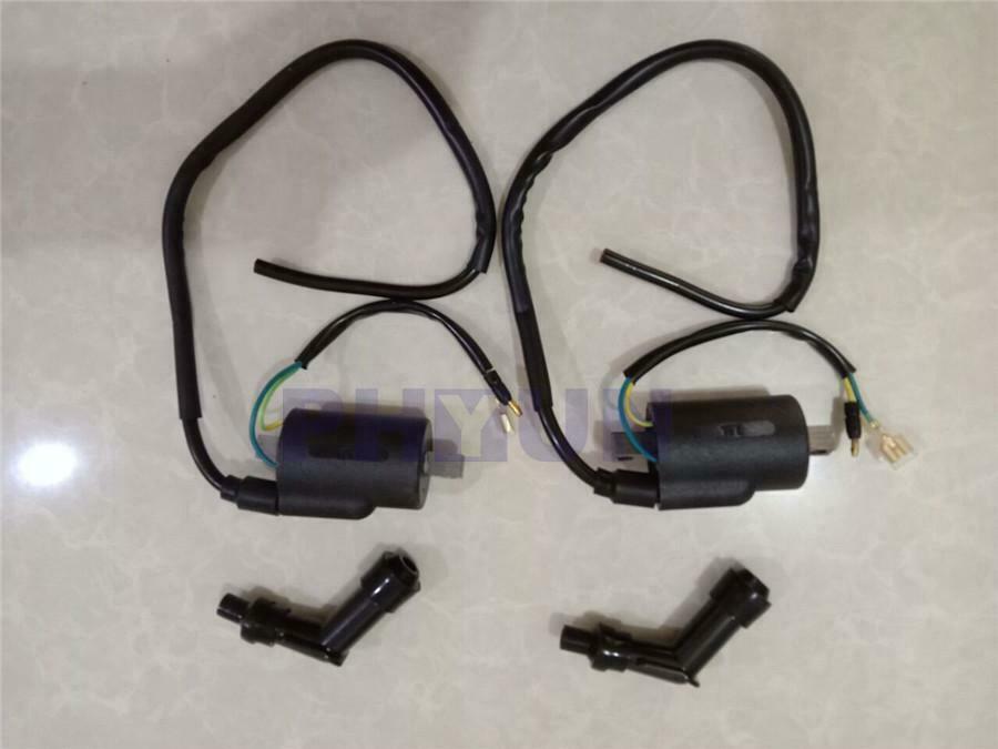 for CL450 CB450 CB500 CL500 Twin One pair 12V Ignition Coils and Spark Plug Caps