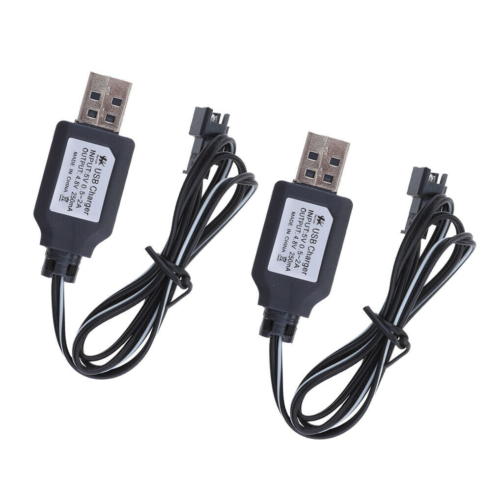 2Pcs 4.8V 250mA USB Charger Charging Cable SM Plug Adapter for Toys Car