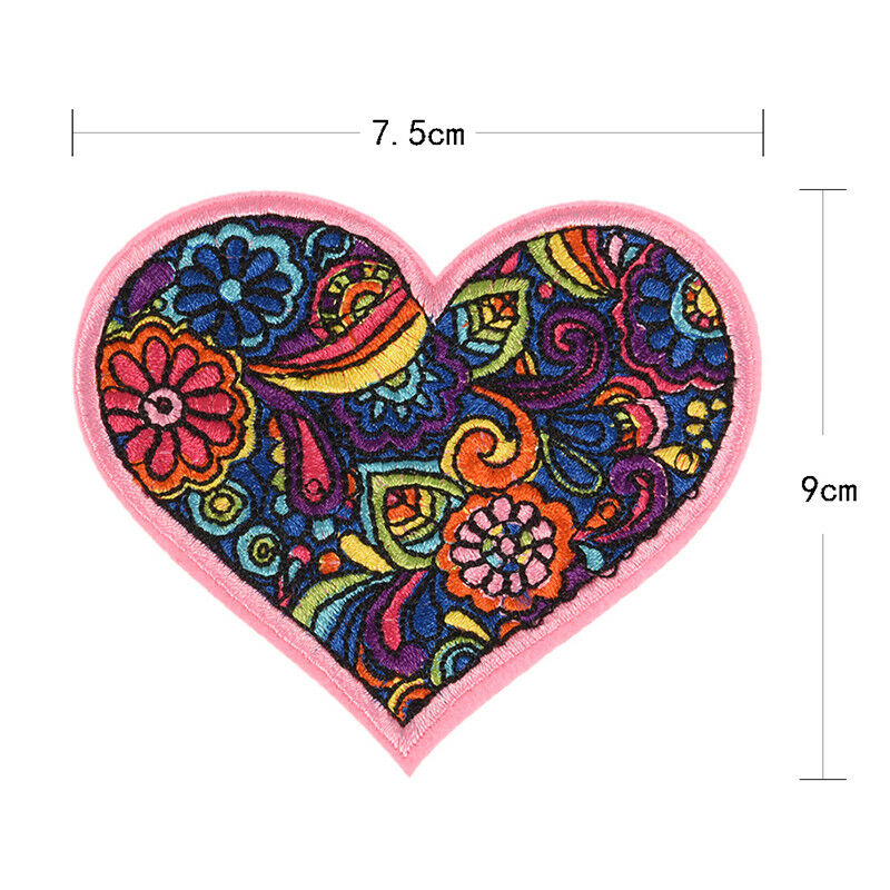 Colorful Flower Heart EmbroideredSewOn Iron On Patch Badge Bag Fabric Appl.l8