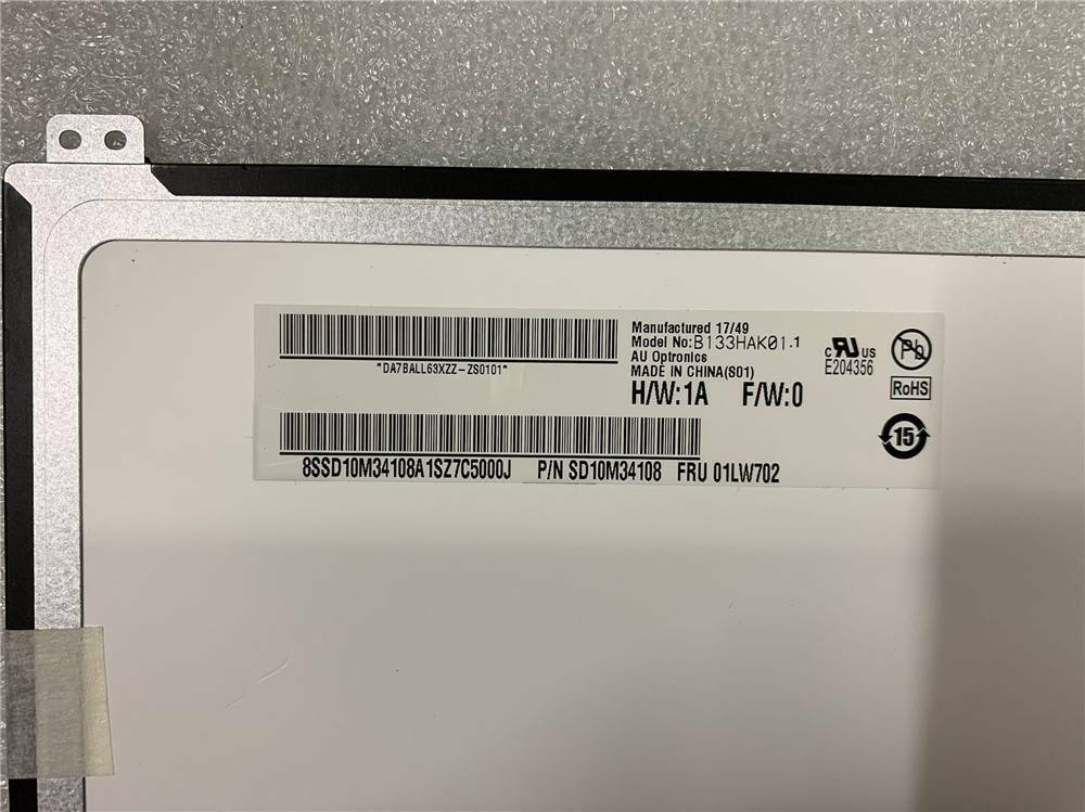 B133HAK01.1 H/W:0A F/W:0 Touch Screen P/N SD10H00128 FRU 01AV664 Display