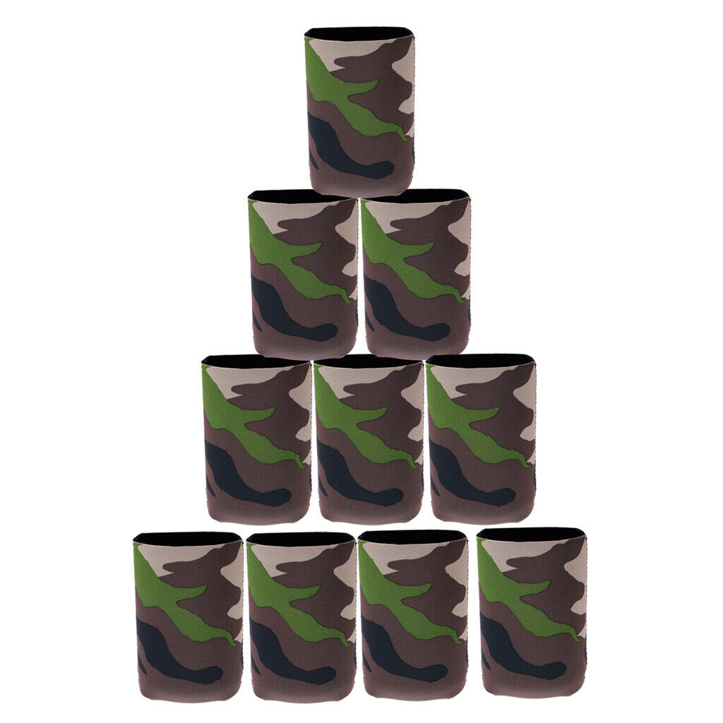 10x Camouflage Neoprene Stubby Beer Soda Can Holder Cooling Wrap Cooler