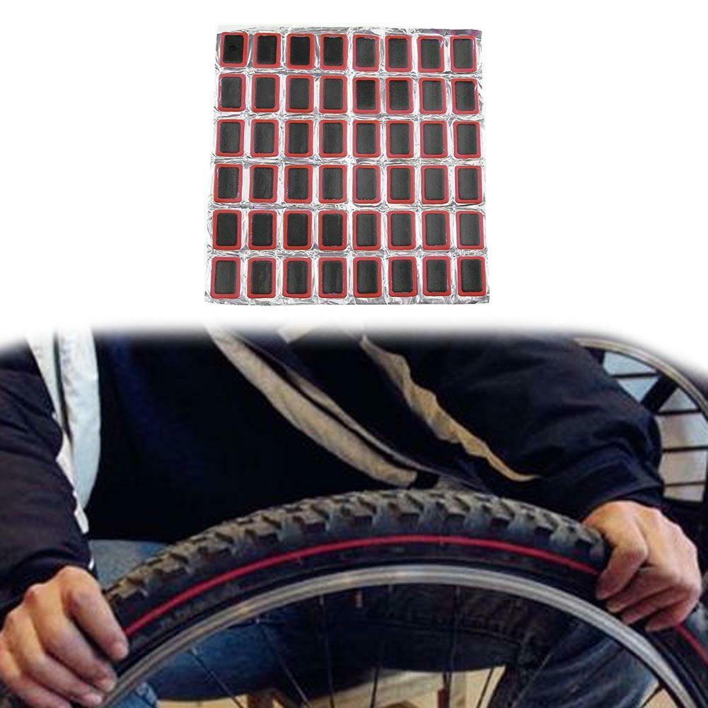 48pcs Bike Tire Bicycle Kit Patches + 1pc Repair Glue Tyre Tube Rubber @