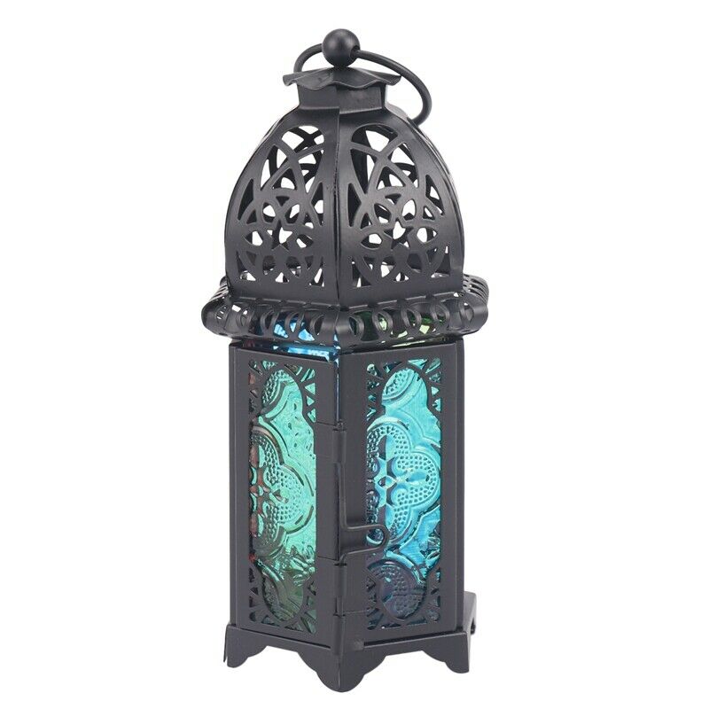 Classic Moroccan Decor Windproof Candle Holders Votive Iron Glass Hanging CandP5