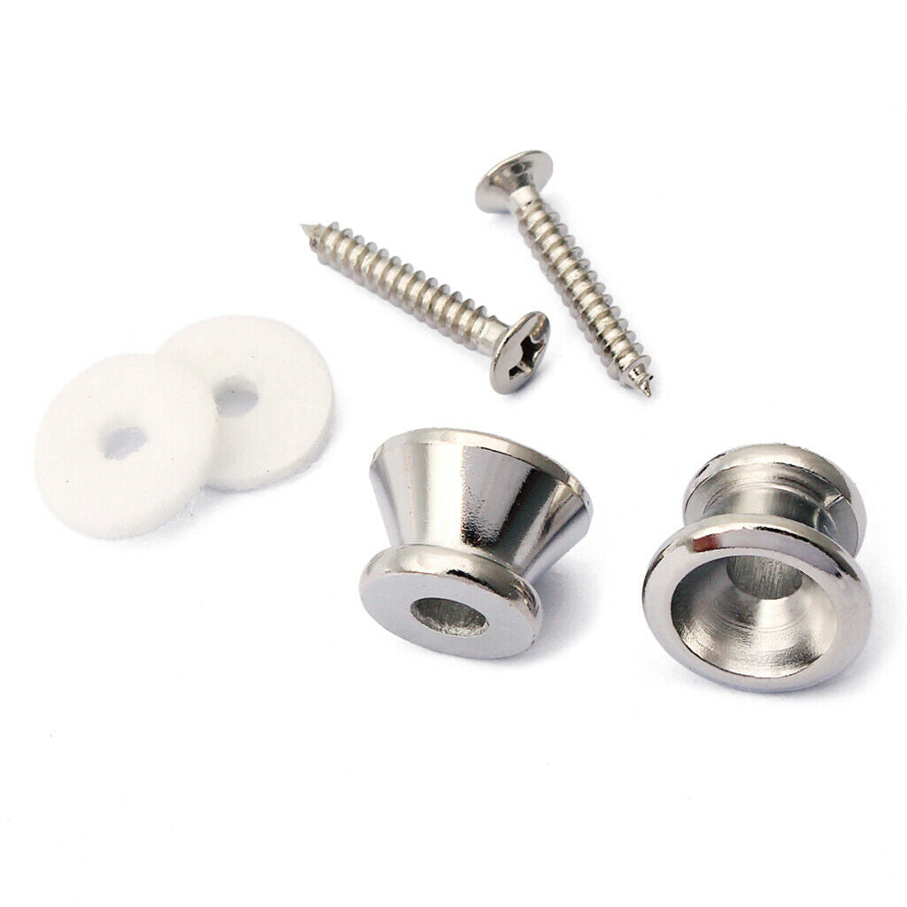 2 Pieces Mushrooms Head Guitars Strap Lock Buttons Locking Belt Chrome
