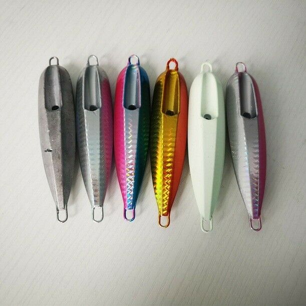 Assorted 6 Vertival Jigging Inchiku Jigs Striped Glow Assist Hook Trolling Tuna