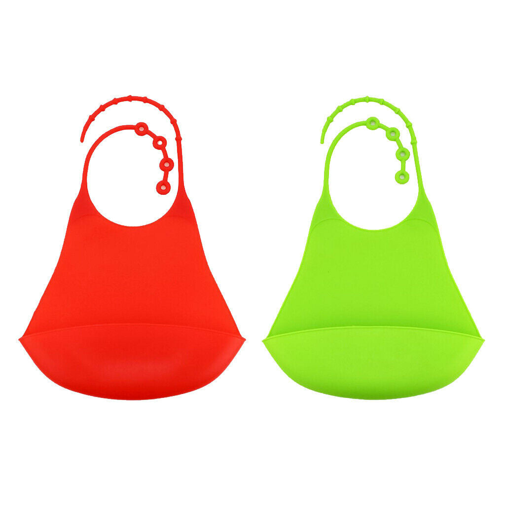 Set of 2 Kids Silicone Bib Clothing Protector Waterproof Easly Wipe Clean