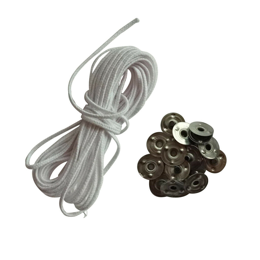 5m Smokeless Candle Wick, Flat Wick, Round Wick, Oil Lamp Pre-Waxed Cotton Core