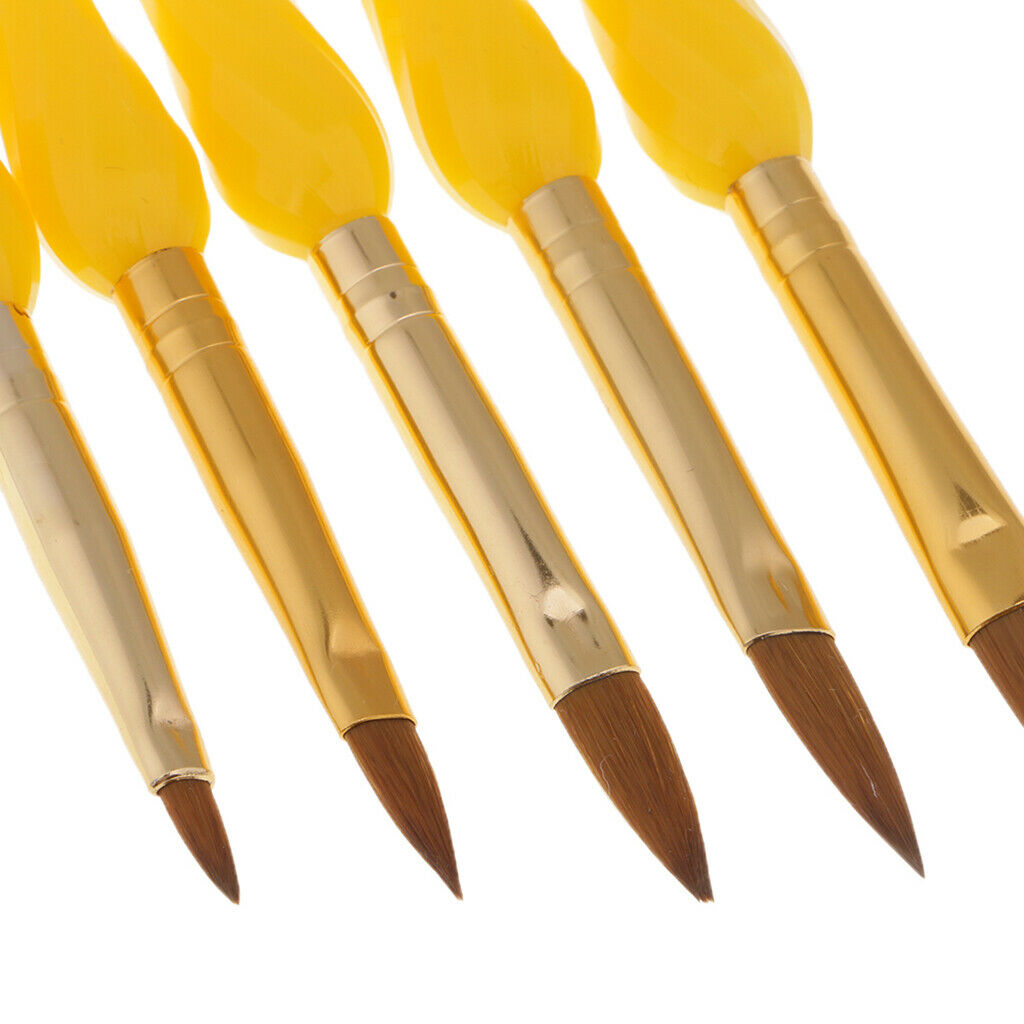 5pcs Professional Nail Art Brush UV Gel Polish Drawing Liner Painting Pen Yellow