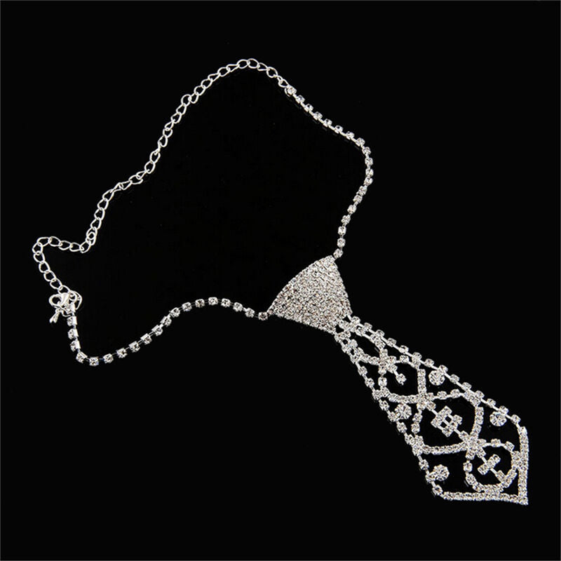 Wonderful Women Sexy Bling Rhinestone Neck Tie Necklace Wedding Bridal Par.l8