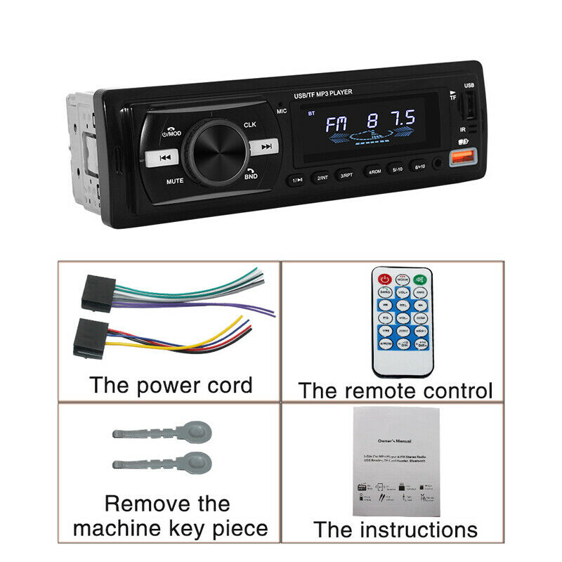 12V Bluetooth USB/FM/WMA/WAV Radio Audio Stereo MP3 Player Unit Remote Control