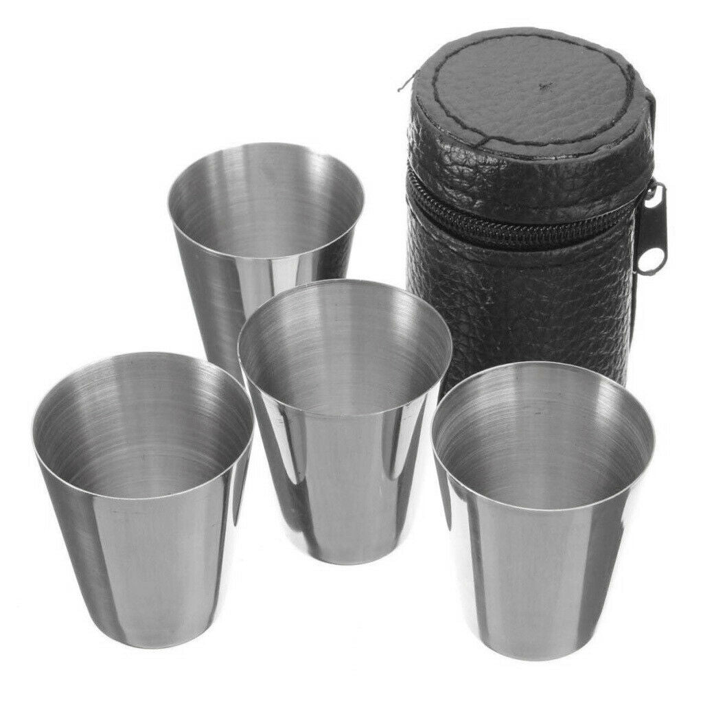 4x Wine Cup Drink Beer Tea Tumbler with Cover for Camping Travel