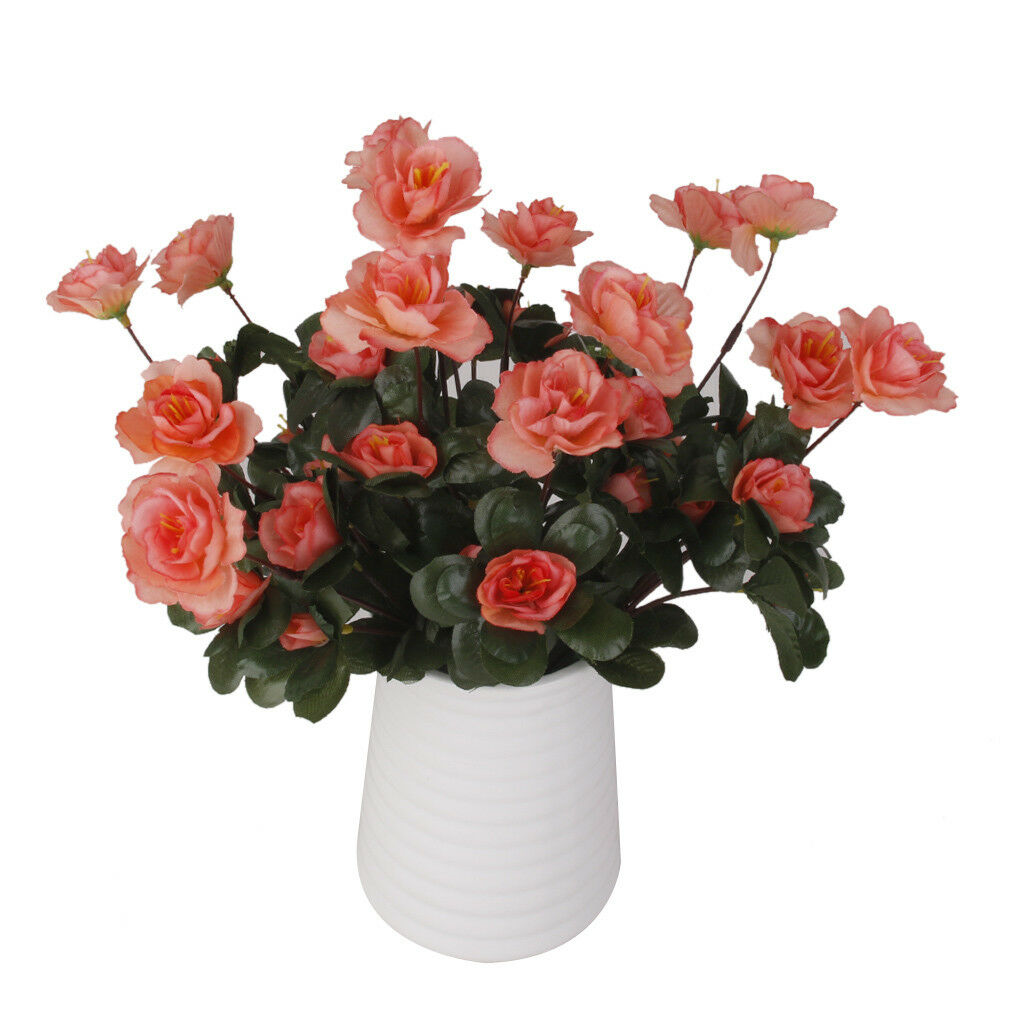 2 xArtificial False Azalea 18 Head Flowers Home Party Garden Decor Dark Pink