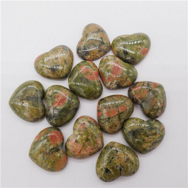 15Pcs 18x15x6mm Wholesale Natural Unakite Jasper Love Heart Cab Cabochon H9684