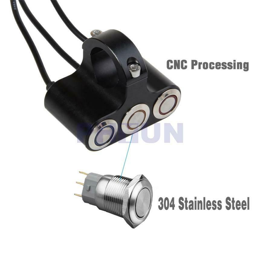 Motorcycle Handlebar CNC Aluminium Alloy Momentary Reset Button Switches 22mm