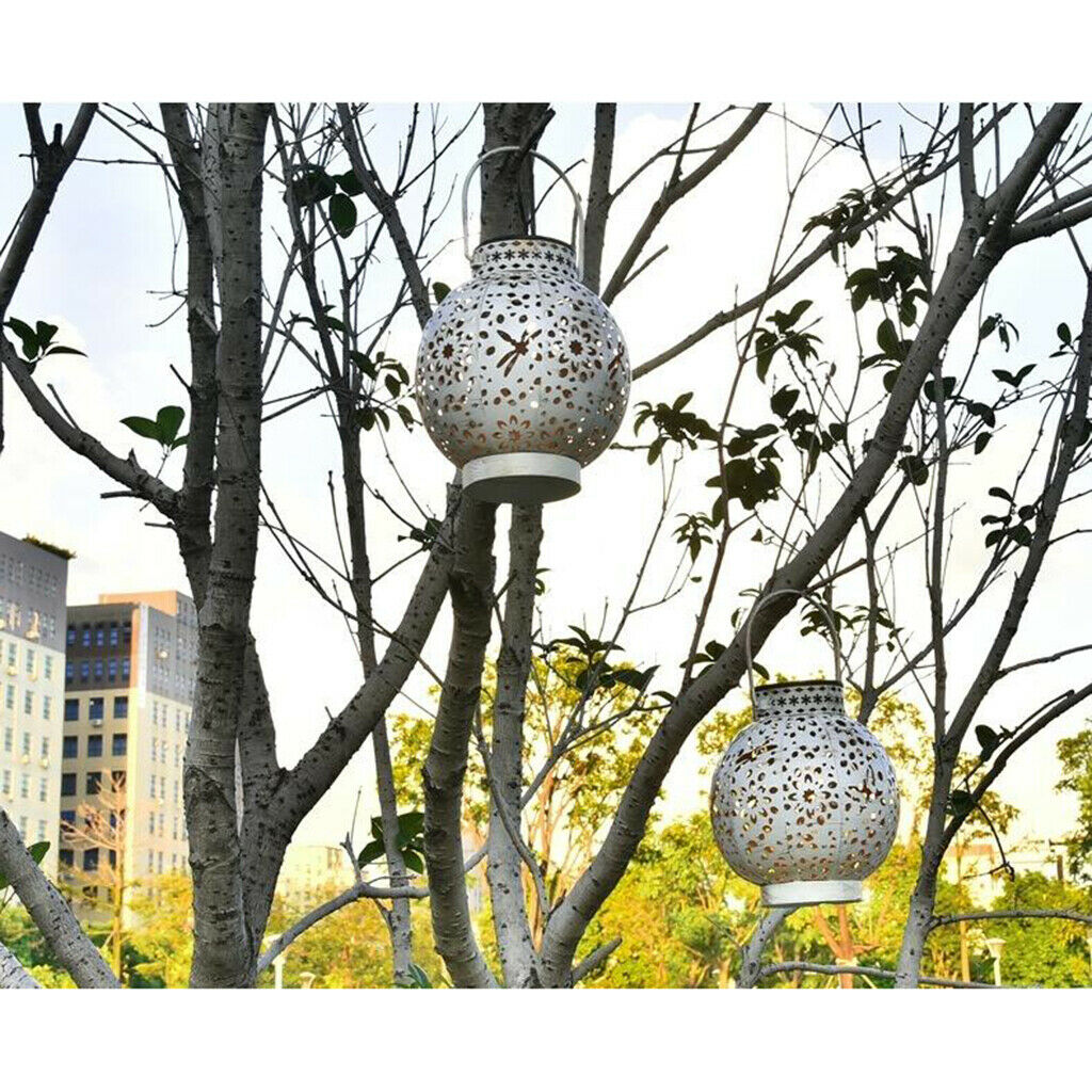 Waterproof Solar Lantern Hollow Out Stainless Steel Hanging Lights Decorative