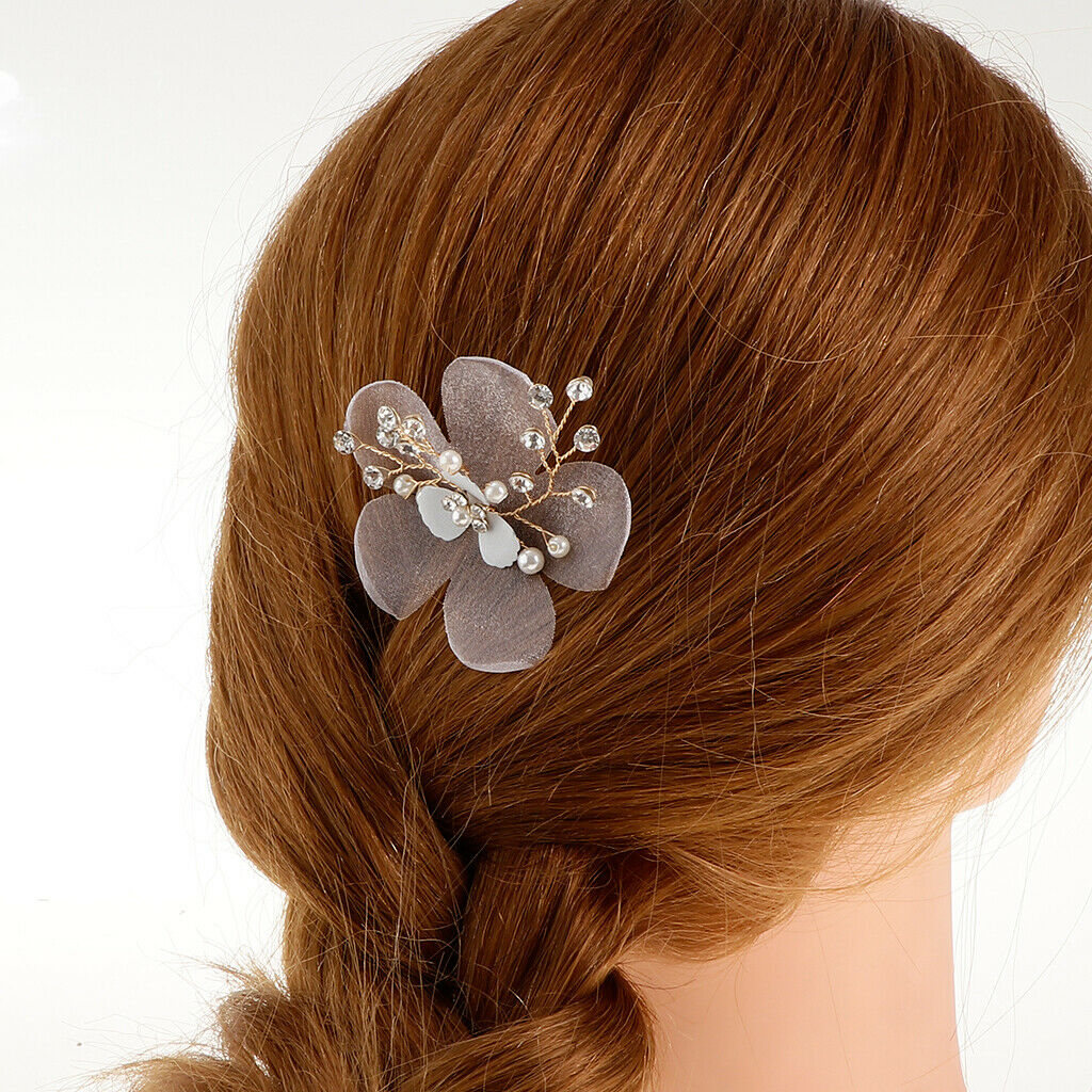 Elegant Pearls Rhinestone Flower Hair Pins Wedding Bridal Bridesmaid Jewelry