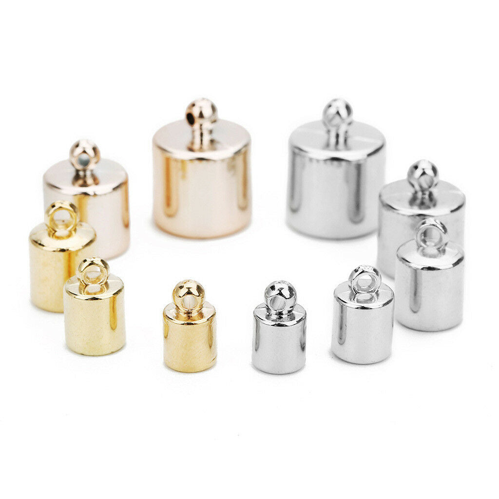 100Pcs DIY Jewelry Bead Caps Cord End Caps Tassel Crimp Connector White 6mm