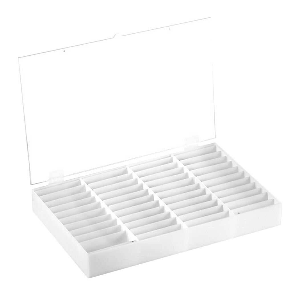 44 Slots No Dust False Nail Tips Display Storage Box Case Organizer W/ Clear Lid