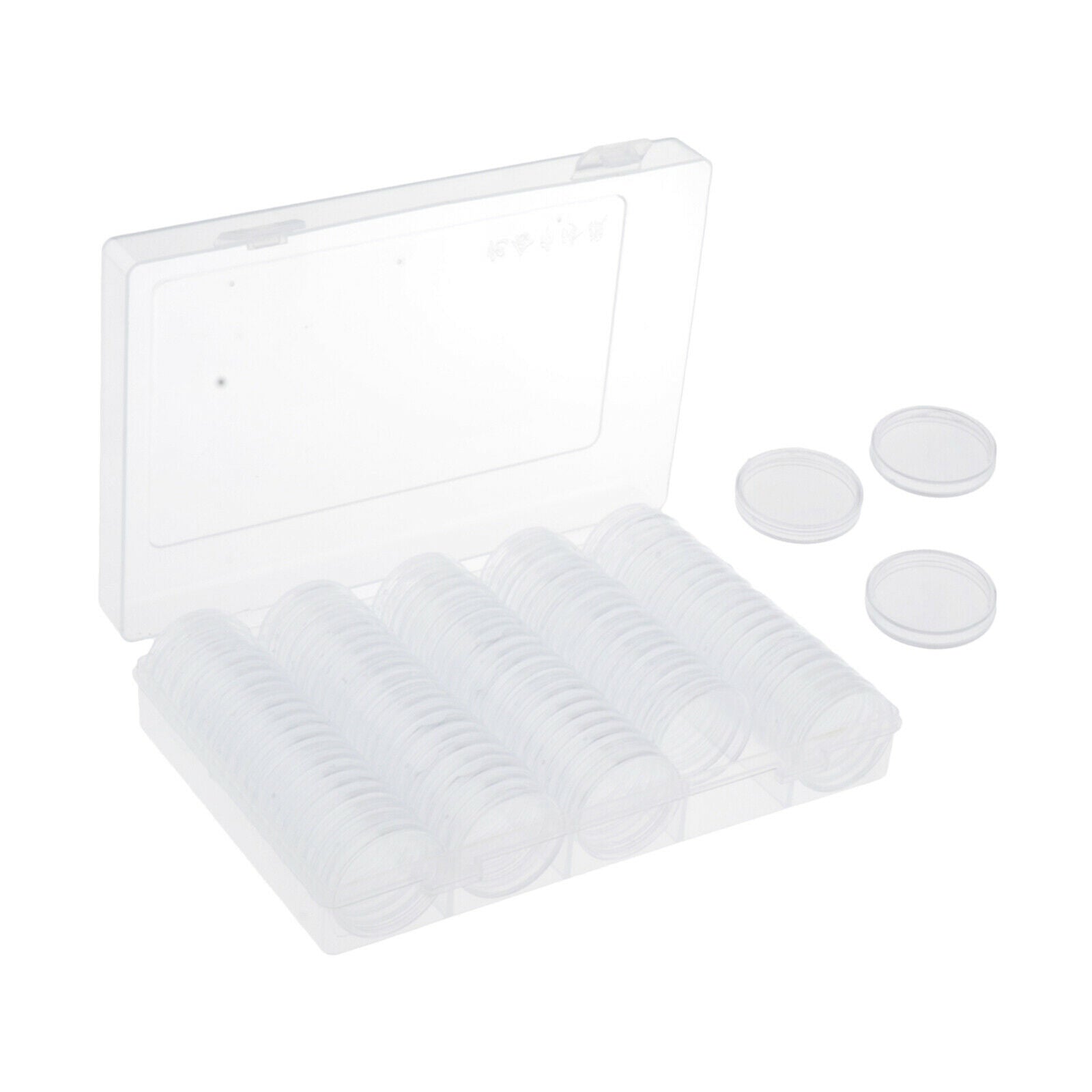 100Pcs 1" Coin Capsules with Storage Organizer Box for Coin Collect Supplies