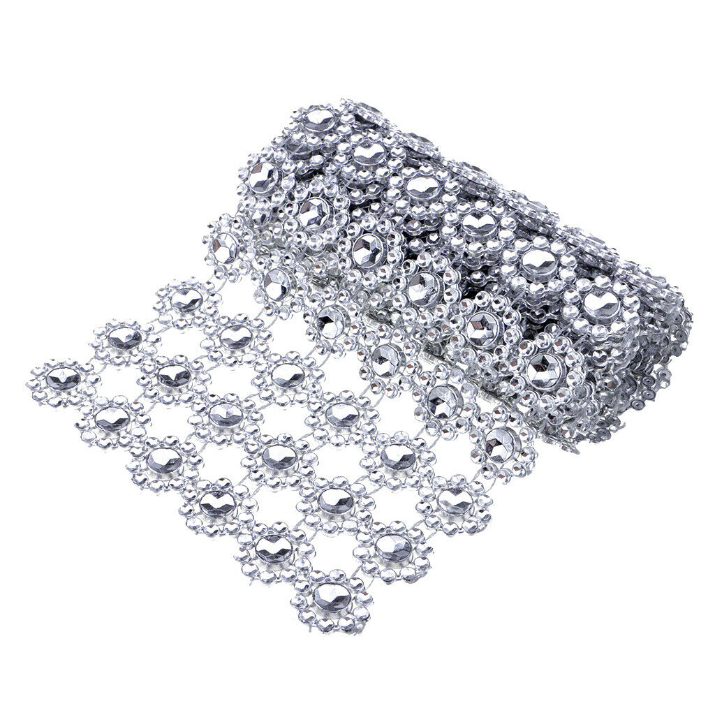 1m Plastic Rhinestone Ribbon With Flower Shape Diamond Ribbon Glitter Ribbon