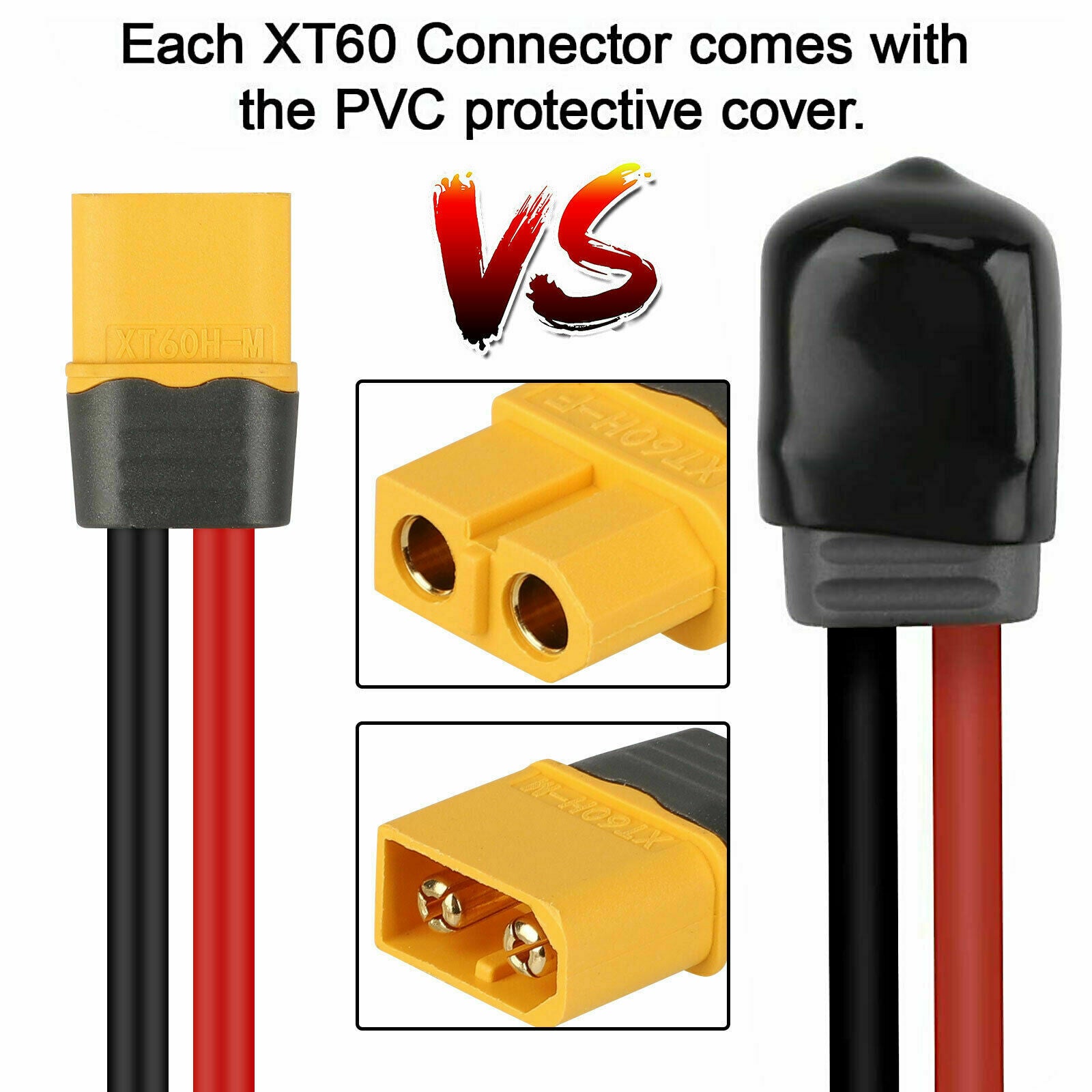 4PCS XT60 Plug Female Male Connectors 150mm 12AWG Wire for RC Lipo Battery Drone