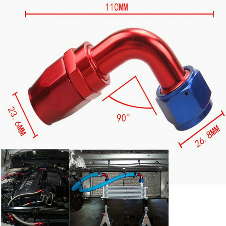 1X AN10 Fast Flow Hose Oil Fuel Gas Hose Line Fitting Adapter 90 Degree Aluminum