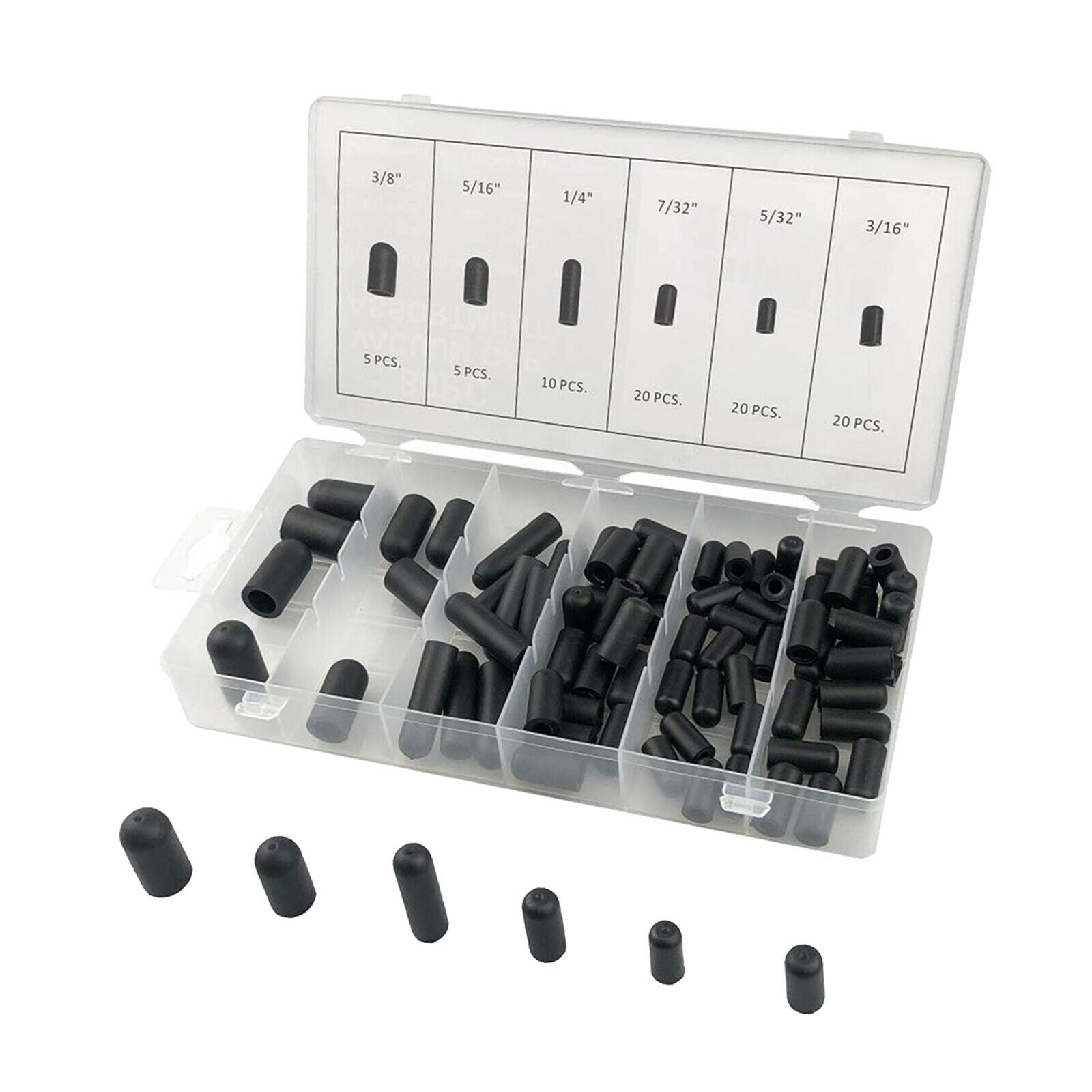 80 Pieces Vacuum Cap Assortment Set 5/32" to 3/8" for Carburetor Replacement