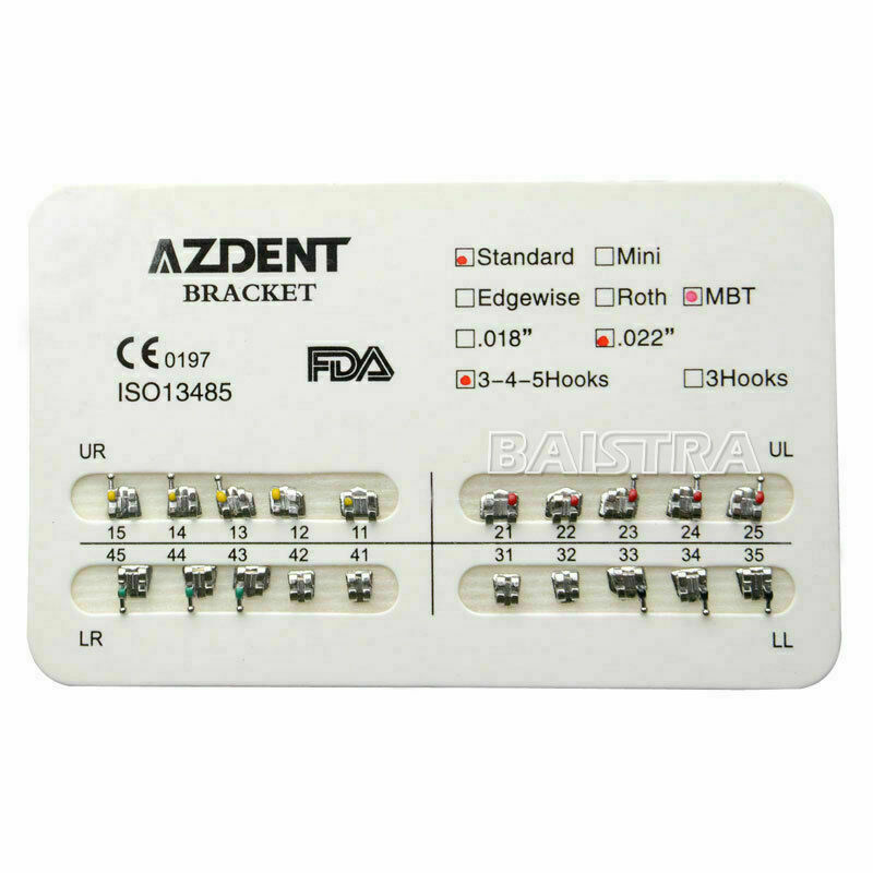 20pack Dental Orthodontic Brackets Braces Standard MBT Slot.022 Hook3-4-5 AZDENT