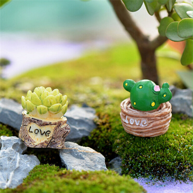 Moss Micro Landscape Ornaments Love Pot Plant Mix Size Fairy Garden Decor.l8
