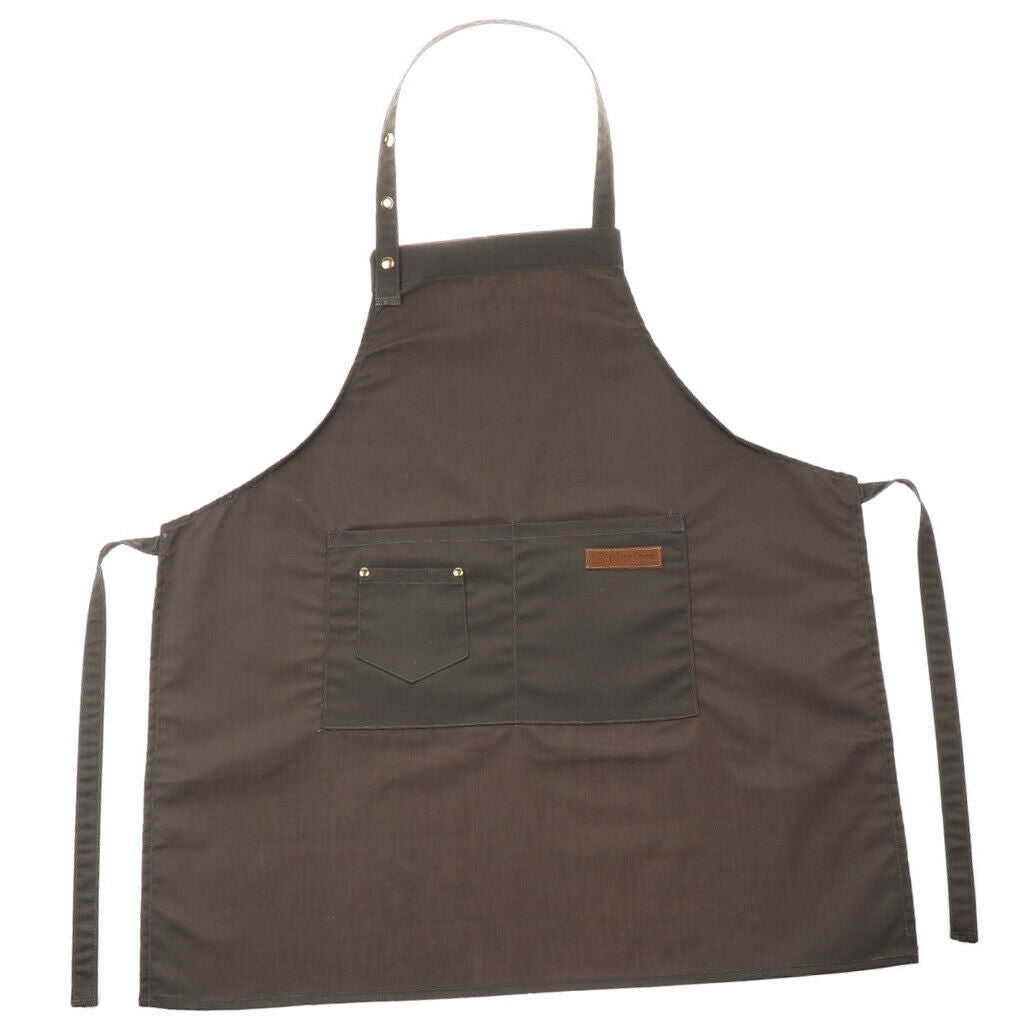 Cotton Bib Apron With Pockets Stylish Cooking Aprons For Women Men Gray