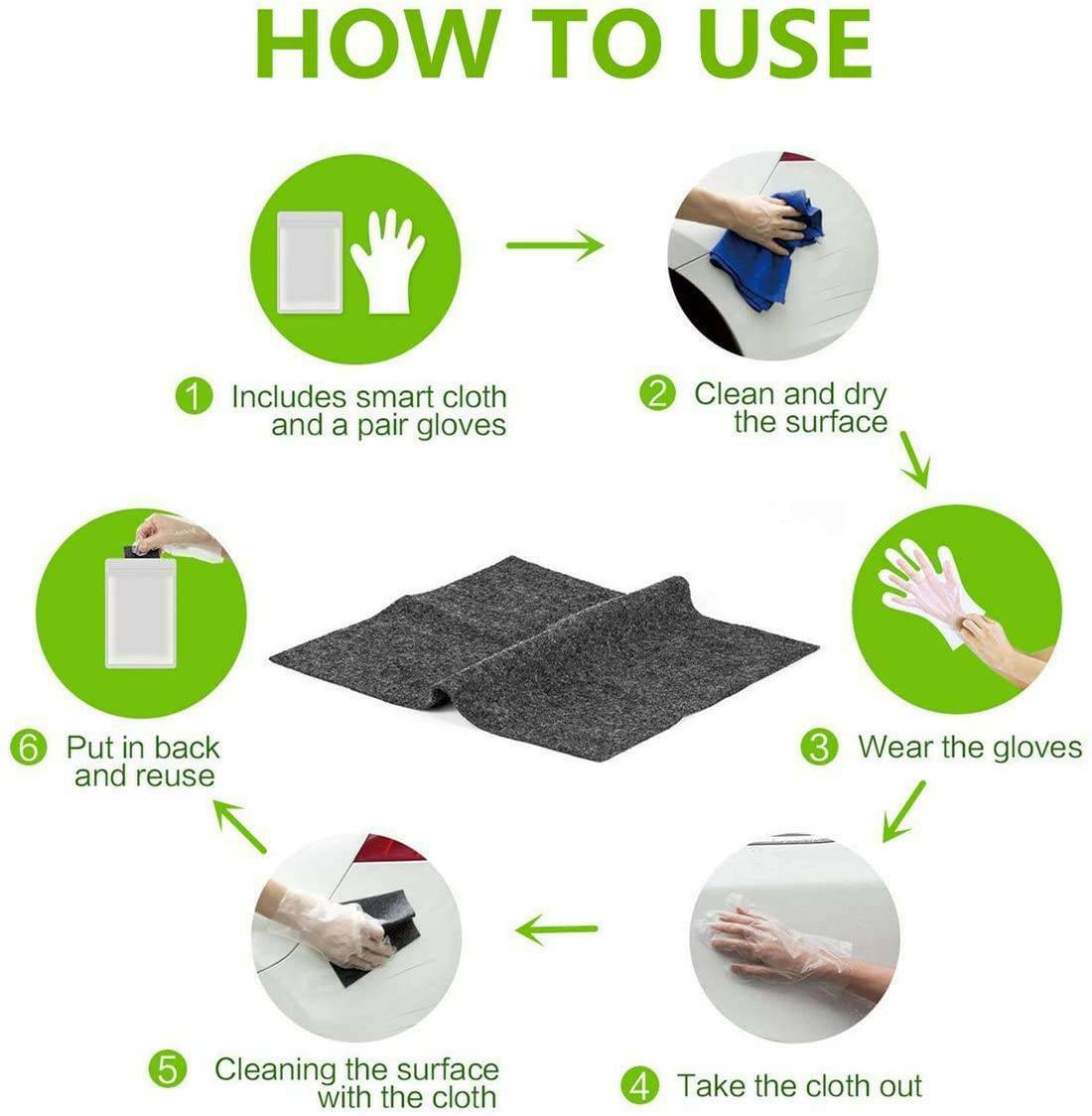 Magic Car Scratch Remover Nano Cloth Surface Rag & HGKJ-11 Scratch Repair Agent~