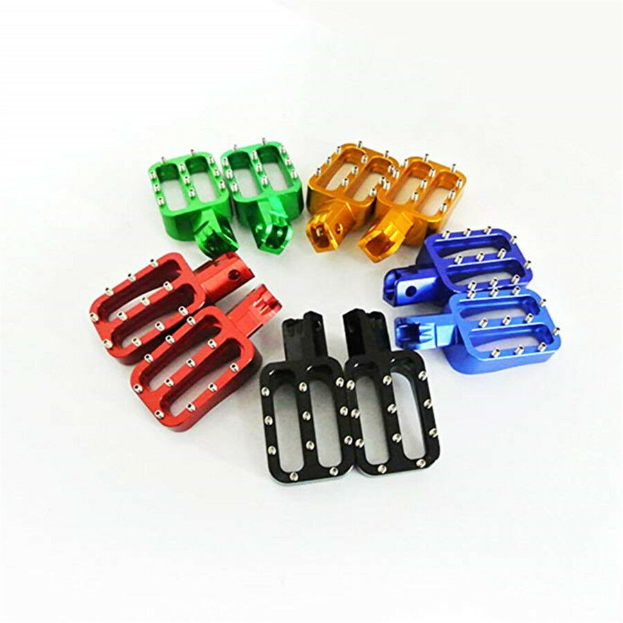 2x Lightweight CNC Machined Motorcycle Dirt Pit Bike Footrests Replaceable Teeth