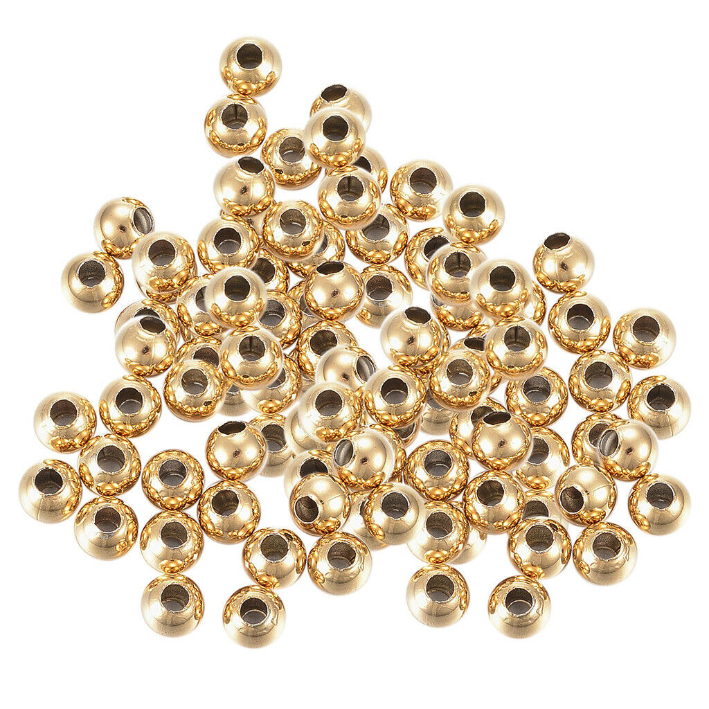 100x Round Spacer Beads, Stainless Steel, Jewelry Accessories, 4mm
