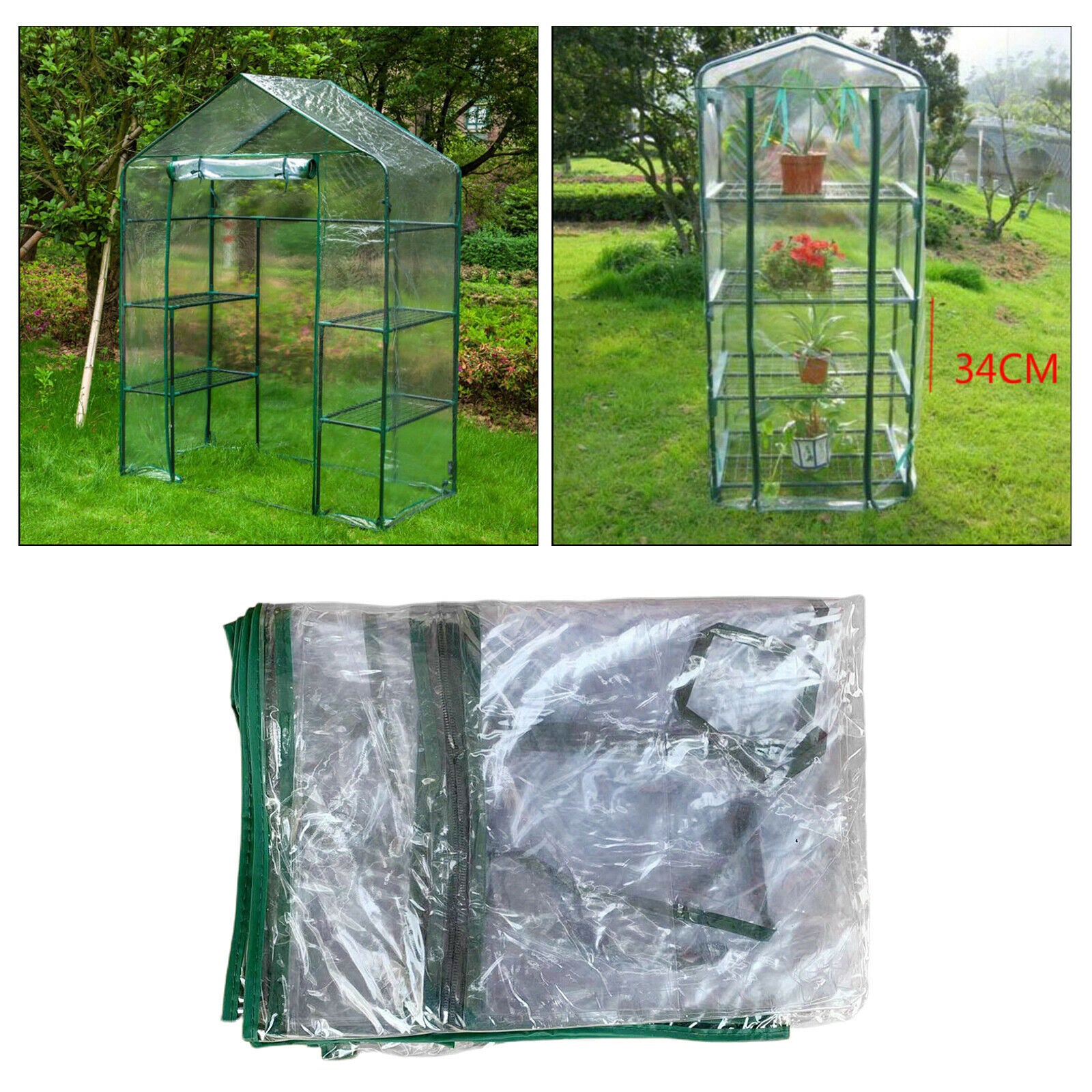 Portable PVC 69x49x158cm 4 Tier Plant Cover for Mini Greenhouse
