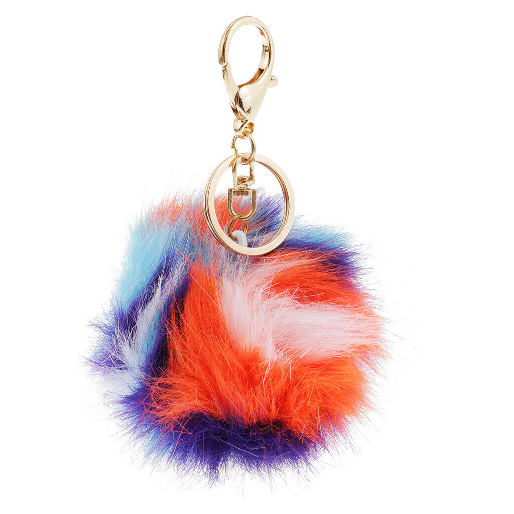 Colors Plush Ball Key Chain Faux Fur Ball Plush Pendant for Car Key Handbag
