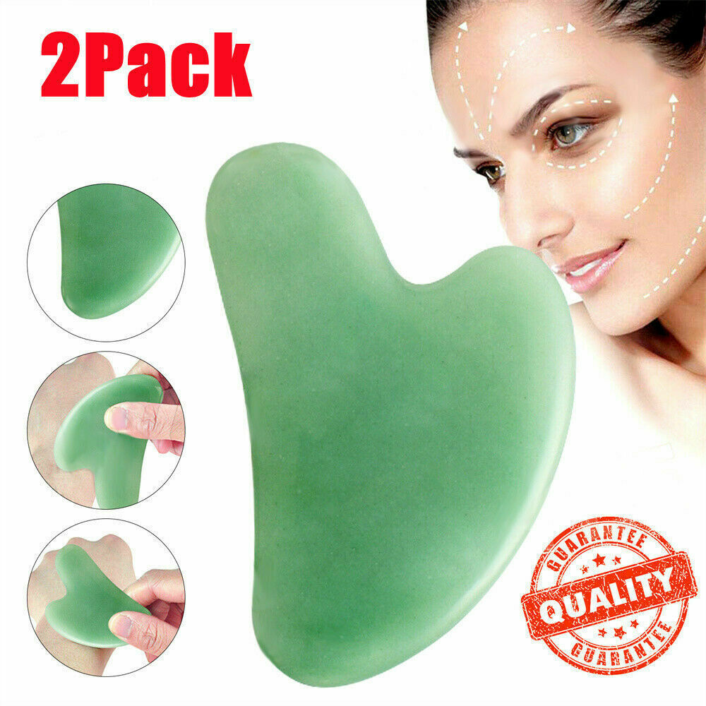 2xNatural Guasha Facial Jade Face Body Gua Sha Board Massager Care Scraper Board